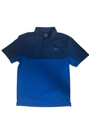 Under Armour Performance Polo Blue Colorblock HeatGear Men M Golf